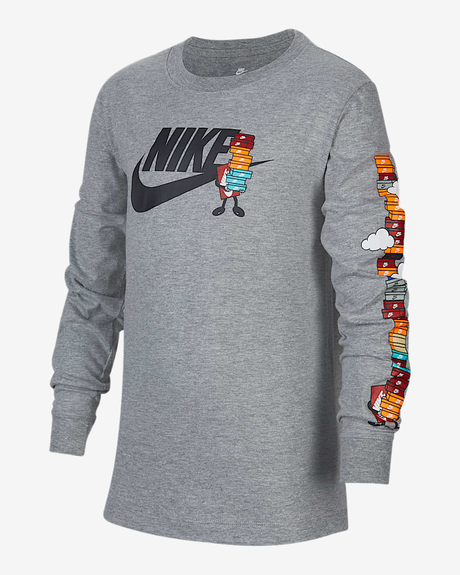 Nike Sportswear 大童长袖T恤 - 调色暗灰