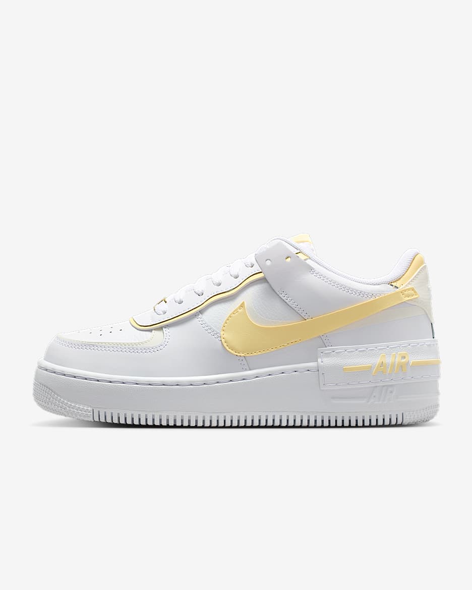 Nike Air Force 1 Shadow 女子空军一号厚底运动鞋轻盈板鞋 - 白色/帆白/柔黄