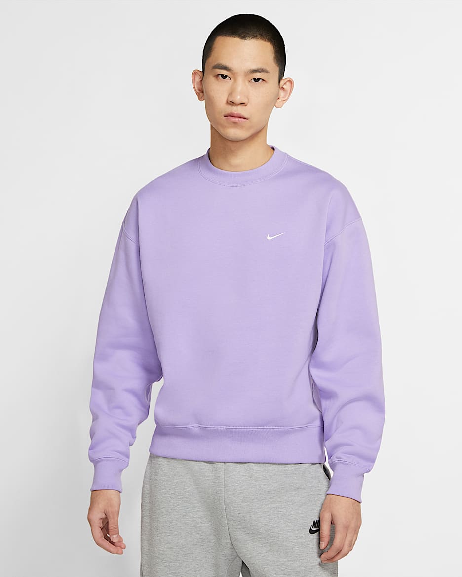 NikeLab 男子加绒圆领上衣 - 都市紫/白色