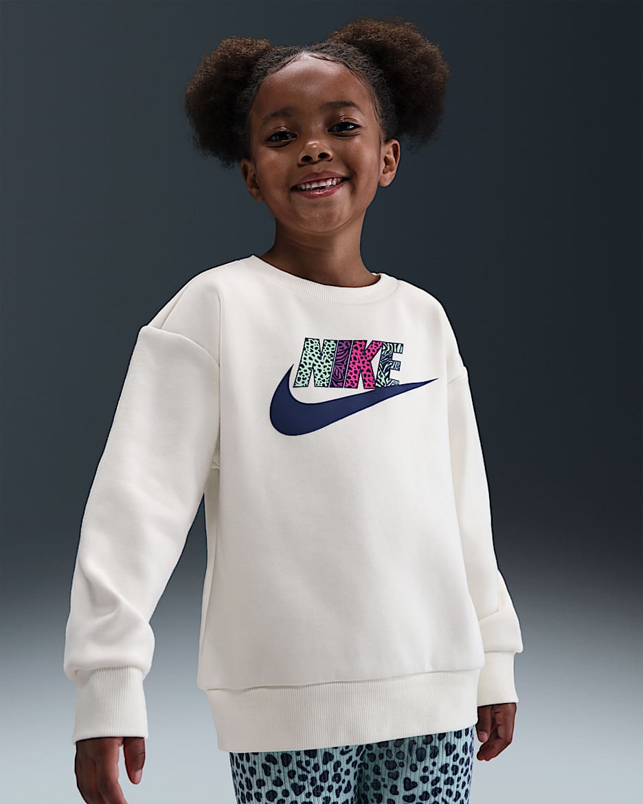 Nike 幼童活力风加绒圆领上衣 - 珍珠灰