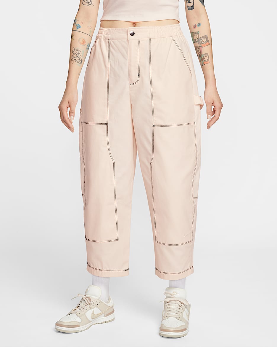 Nike Sportswear 女子宽松低腰工装九分裤 - 粉白/冰银/粉白