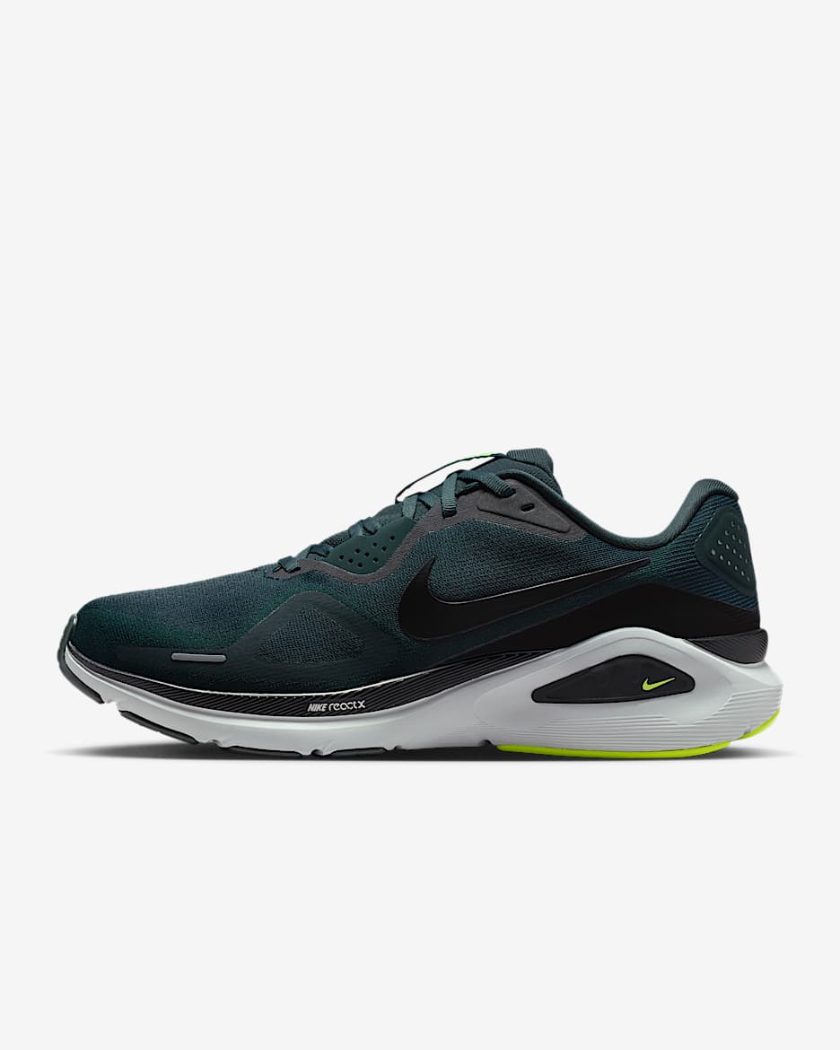 Nike Structure 26 耐克稳程男子公路跑步鞋 - 海藻绿/荧光黄/白金色/黑