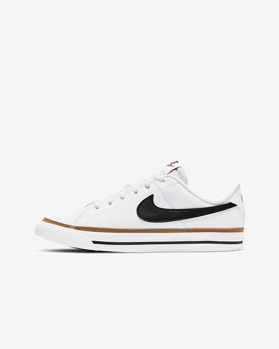 Nike Court Legacy 大童运动鞋板鞋 - 白色/沙漠黄褐/橡皮浅褐/黑
