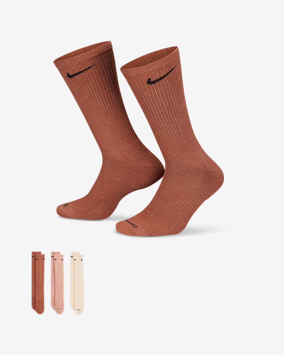 Nike Everyday Plus 耐高系列舒适速干中筒训练袜（3 双） - 多色
