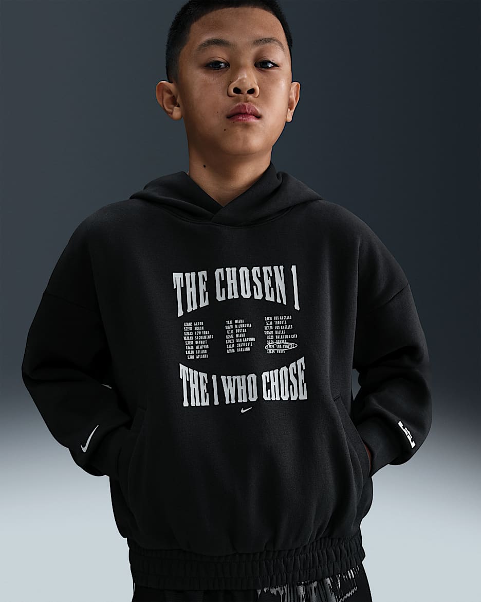 LeBron "Chosen One" 詹姆斯大童加绒套头连帽衫 - 灰黑/苍野灰