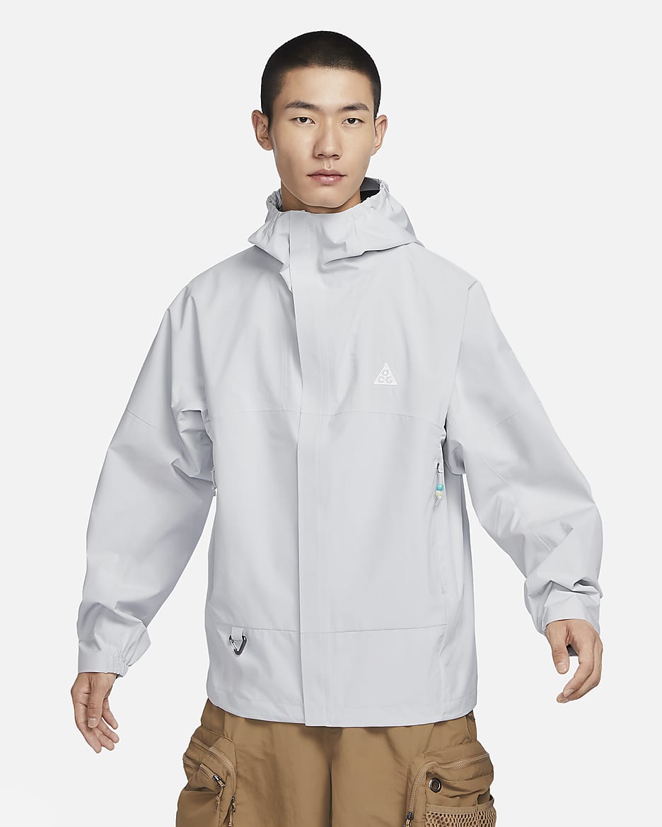 Nike ACG Storm-FIT "Cascade Rains" 男子防风拒水全长拉链开襟夹克 - 尘光子色/山峰白