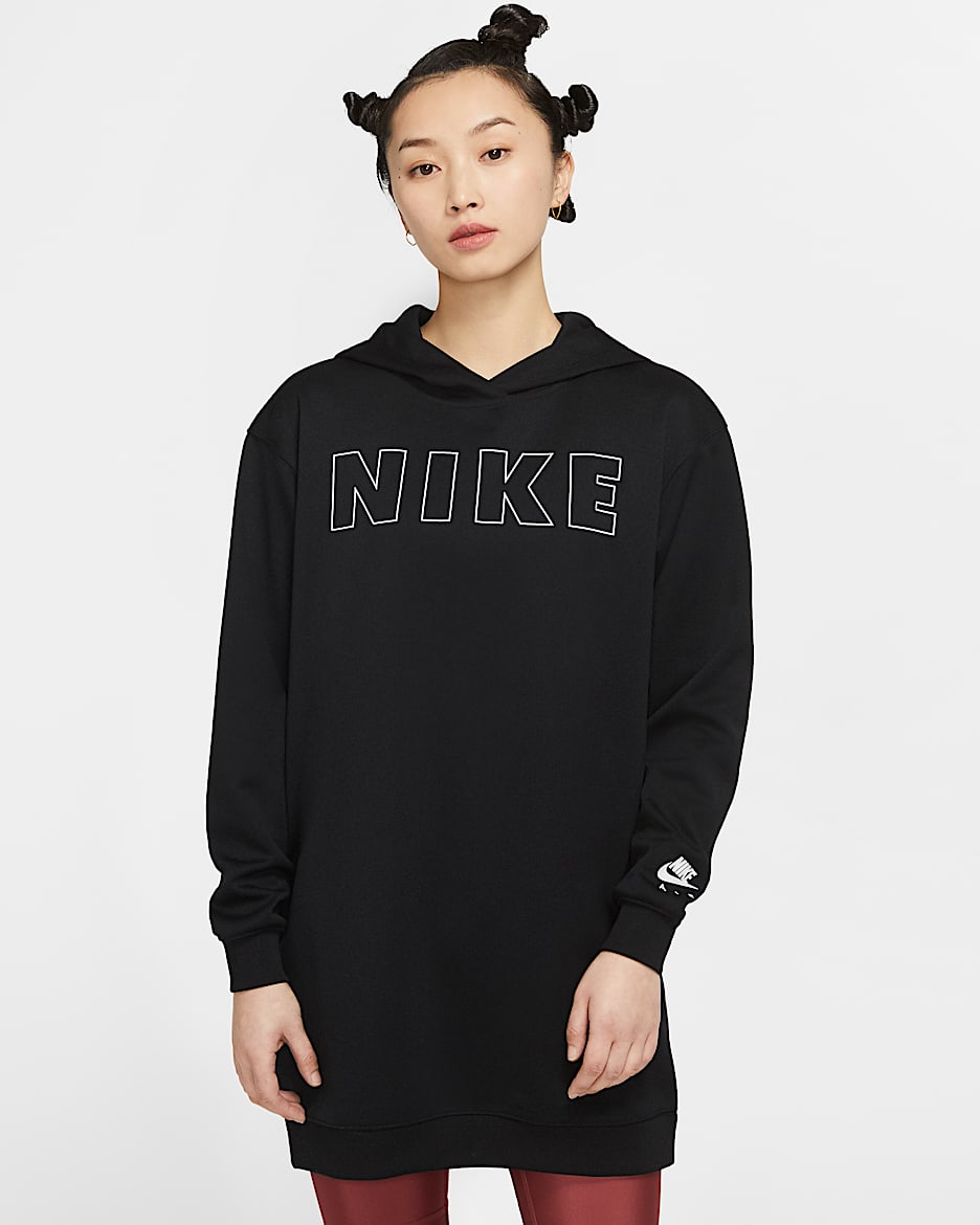 Nike Air 女子连帽连衣裙 - 黑/白色/冰银