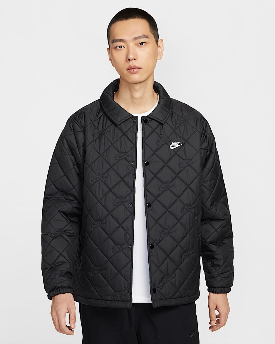 Nike Club 男子拒水教练夹克 - 黑/白色