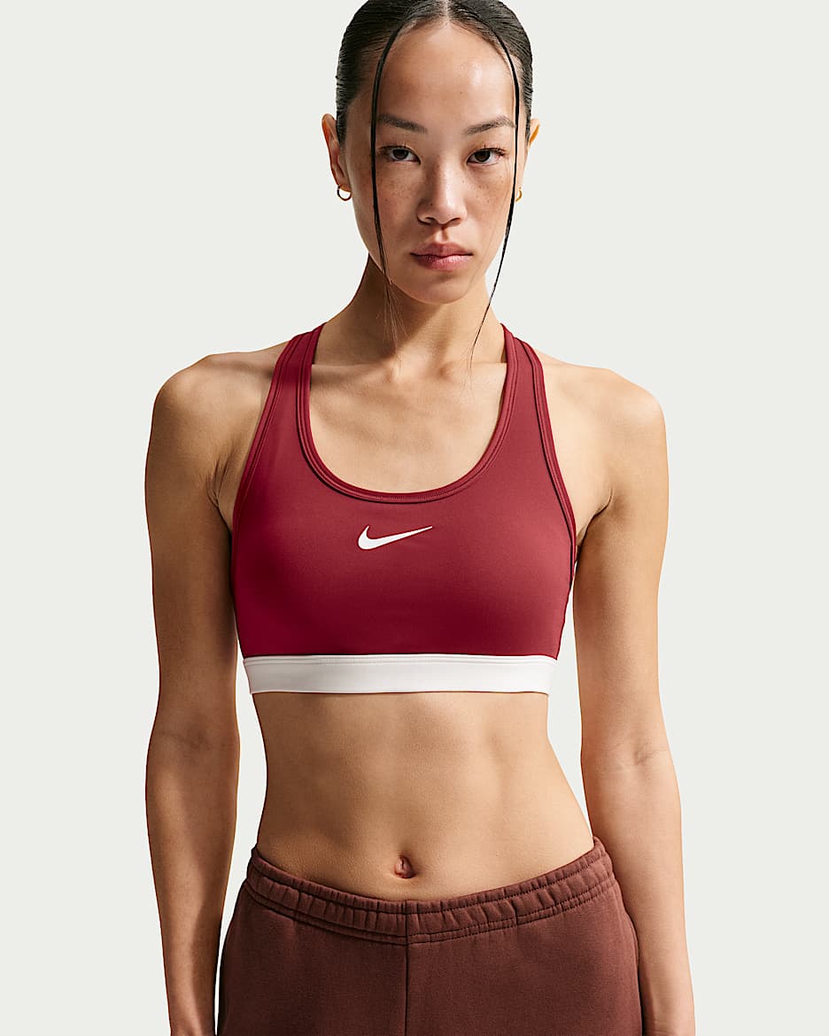 Nike Swoosh 马年限定脱缰系列新年款女子速干中强度支撑运动内衣 - 深队红