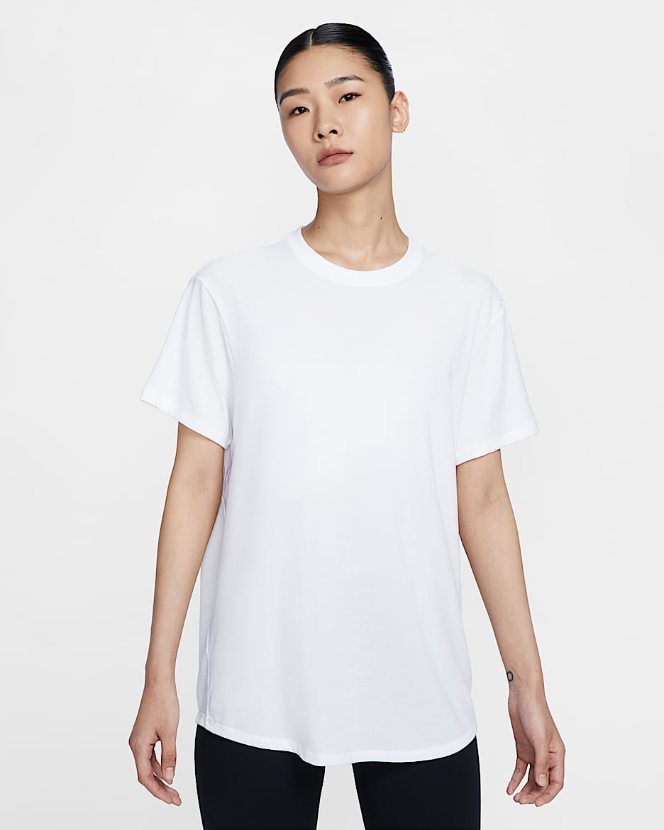 Nike One Relaxed Dri-FIT 女子透气速干短袖上衣 - 白色/黑