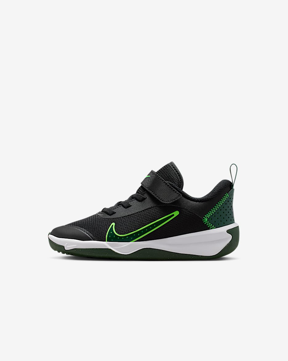 Nike Omni Multi-Court 幼童平衡车综合运动鞋 - 黑/冲击绿/冷杉绿