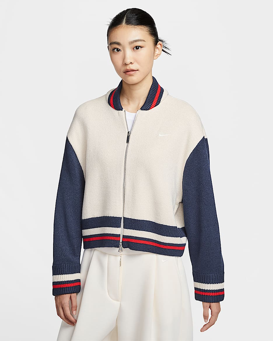 Nike Sportswear 女子开衫 - 浅土褐/深藏青/大学红/帆白