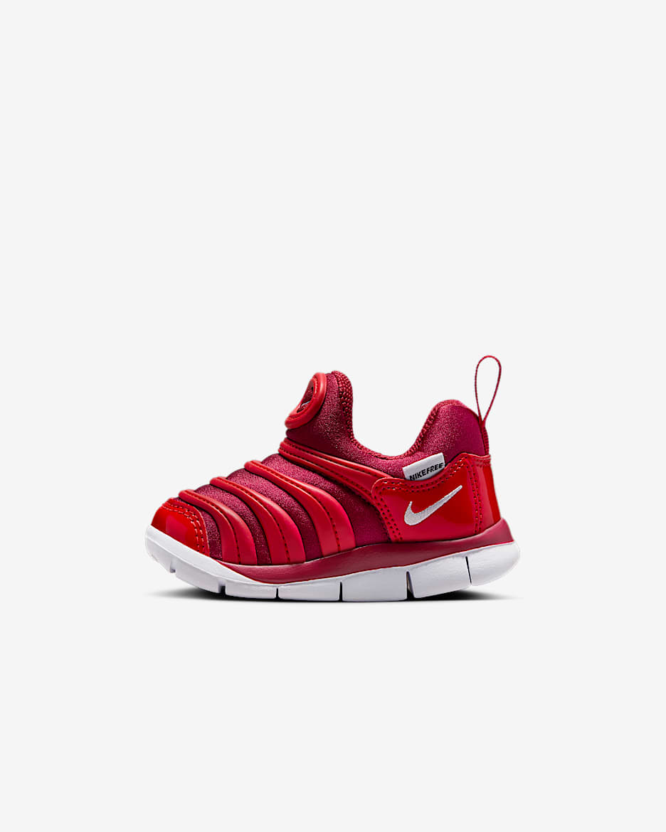 Nike Dynamo Free 耐克毛毛虫婴童易穿脱运动鞋 - 深红/大学红/白色