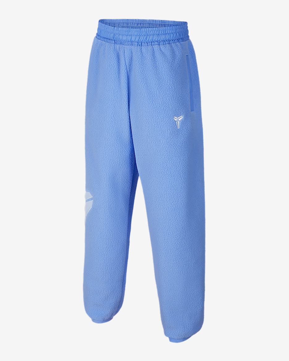 Kobe 科比大童冬季款仿羊羔绒篮球长裤 - 脉冲宝石蓝/铝蓝/白色