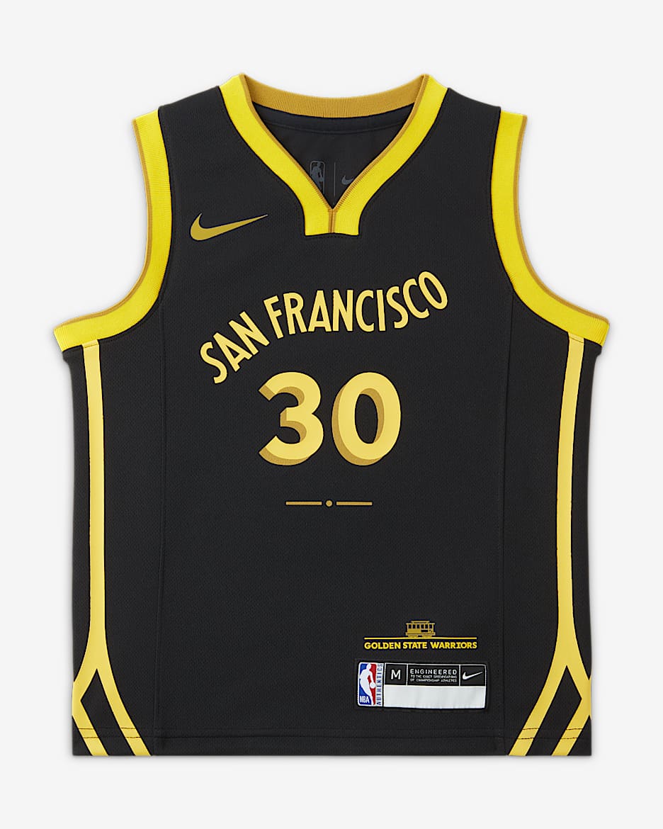 2023/24 赛季金州勇士队 (Stephen Curry) City Edition Nike NBA Jersey 幼童球衣 - 黑