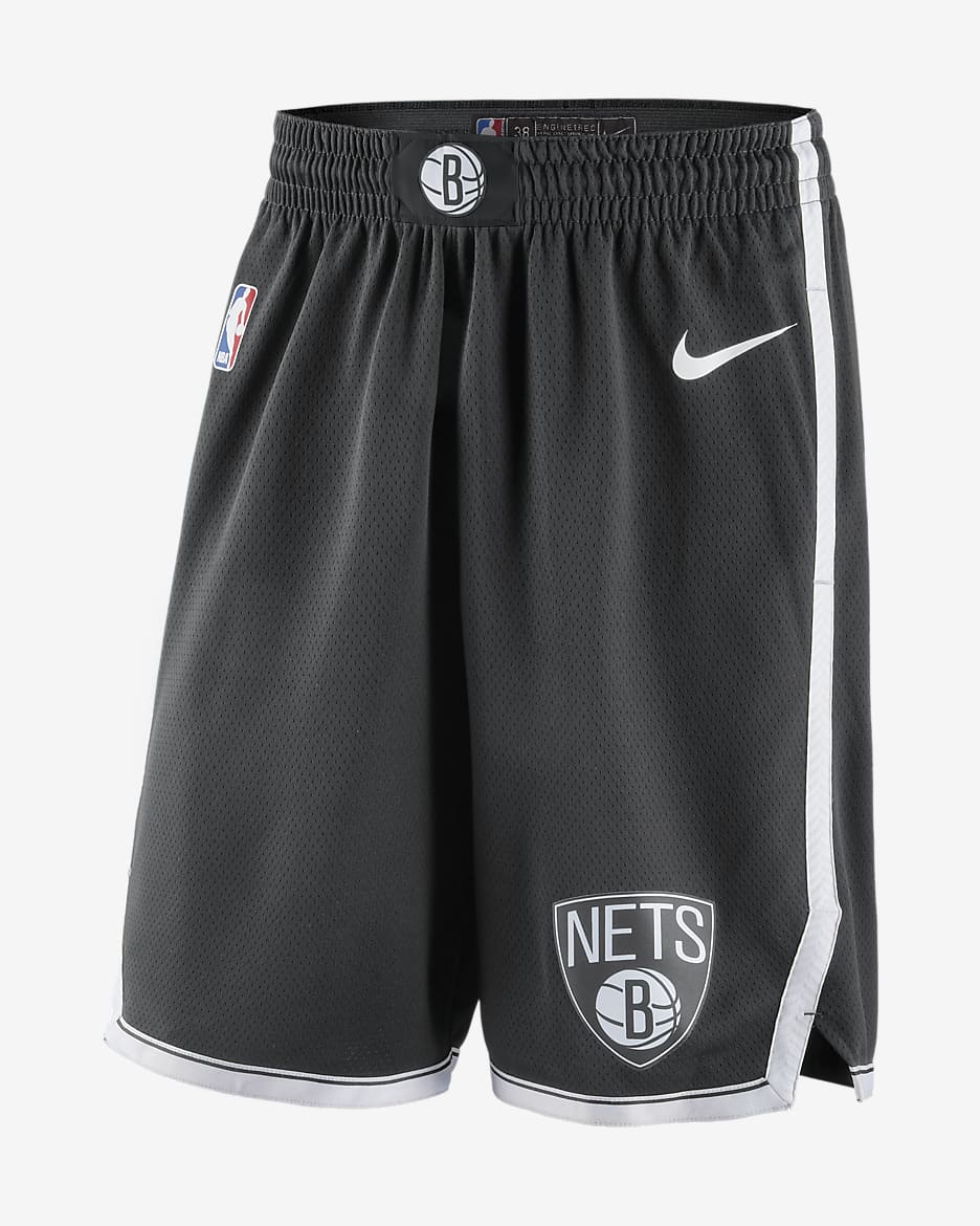 布鲁克林篮网队 Icon Edition Nike NBA Swingman 男子短裤 - 黑/白色