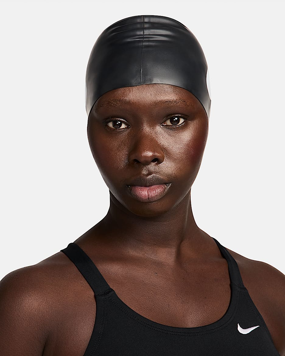 Nike Swim Big Swoosh 耐氯泳帽 - 黑/白色