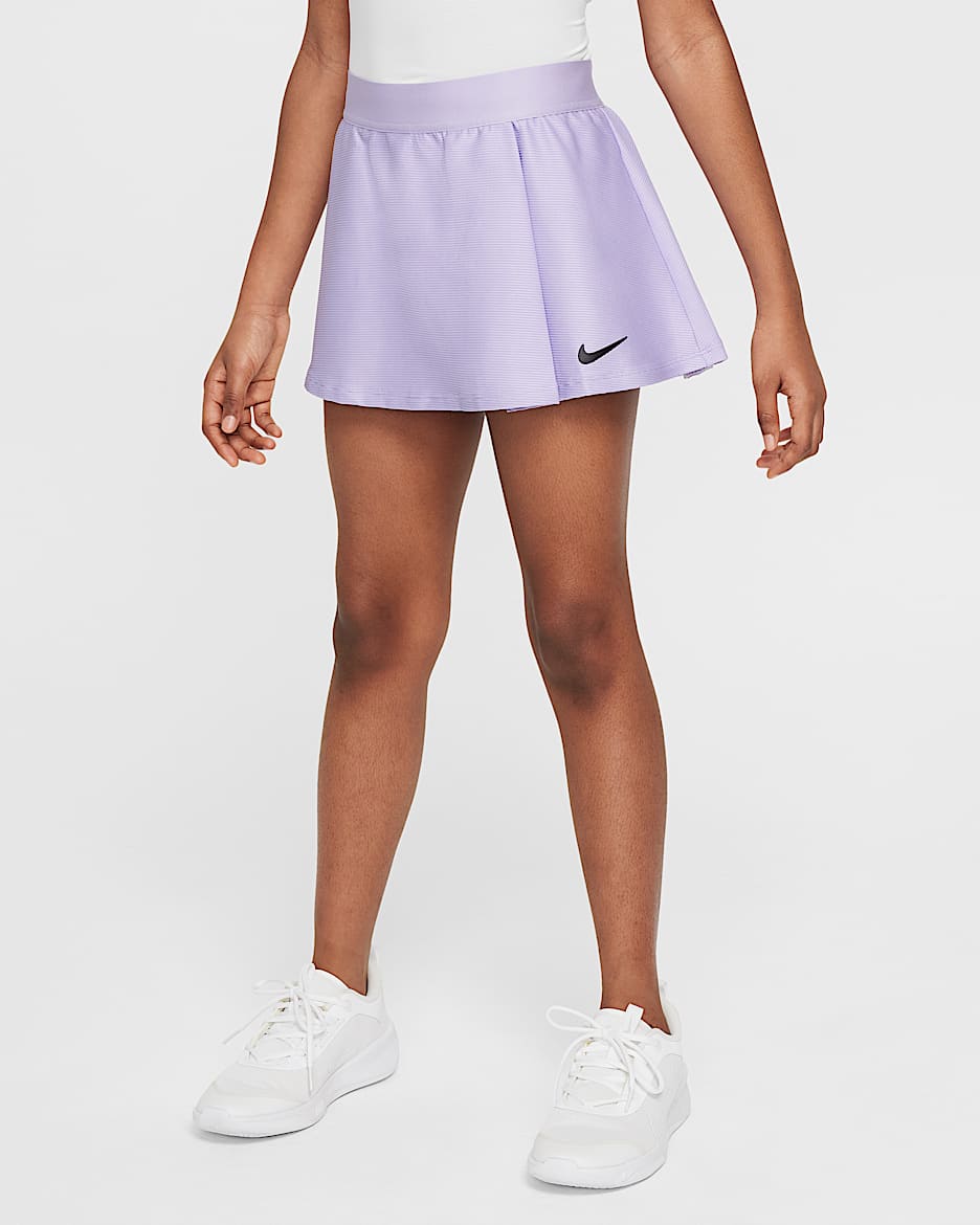 NikeCourt Dri-FIT Victory 大童（女孩）速干舒爽网球半身裙 - 绣球花紫/黑