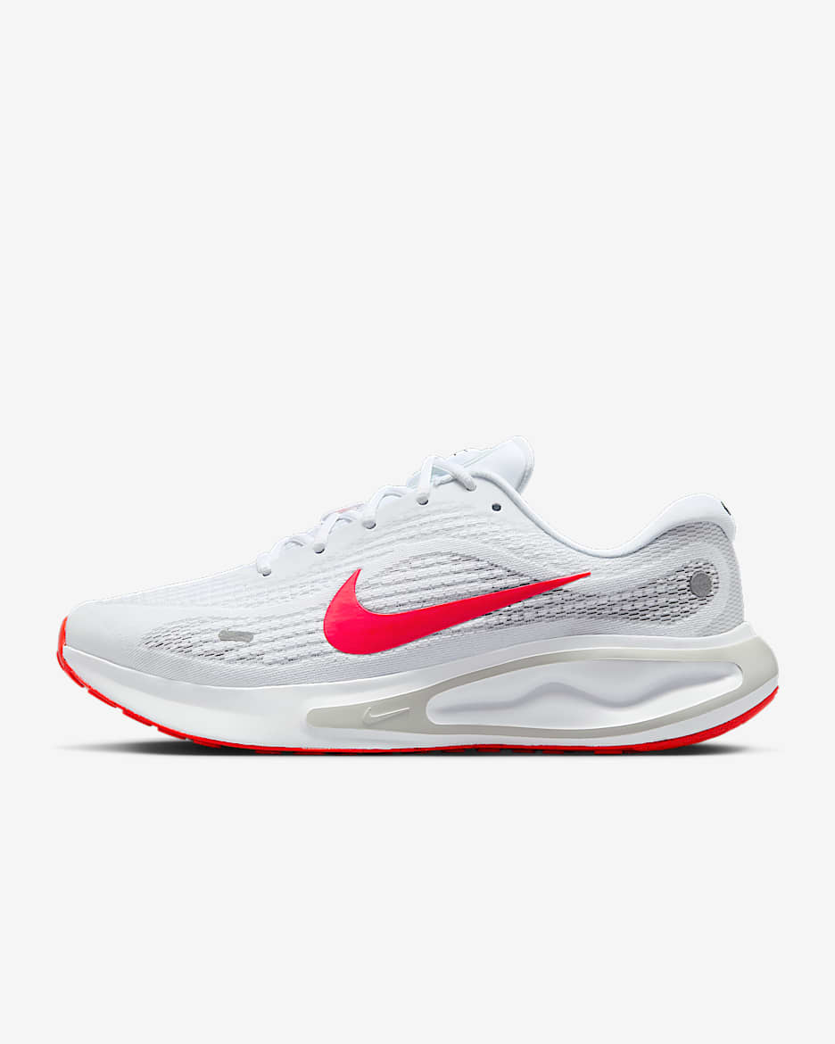 Nike Journey Run 男子透气公路跑步鞋 - 白色/狼灰/白金色/亮深红