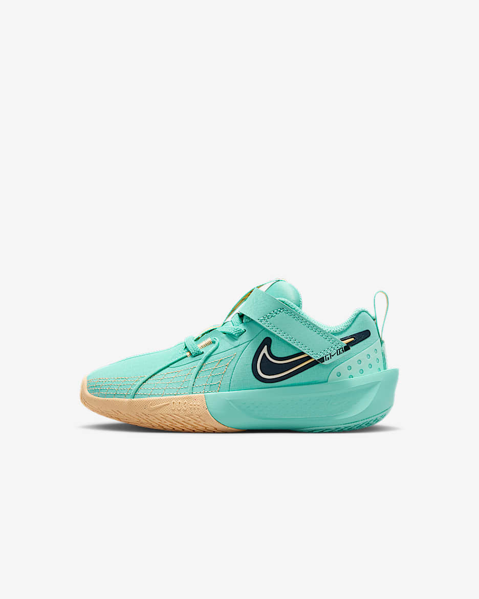 Nike G.T. Cut 3 幼童易穿脱运动鞋 - 漂白宝石绿/军械深海蓝/粉桔/淡象牙白