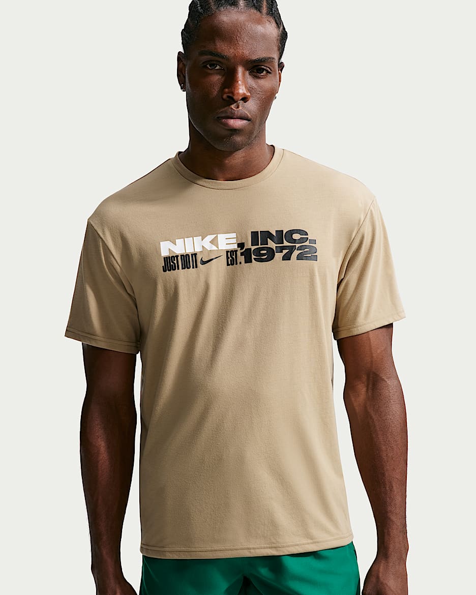 Nike Swim Hydroguard Dri-FIT 男子速干短袖上衣 - 杏茶色/冷灰/黑/黑