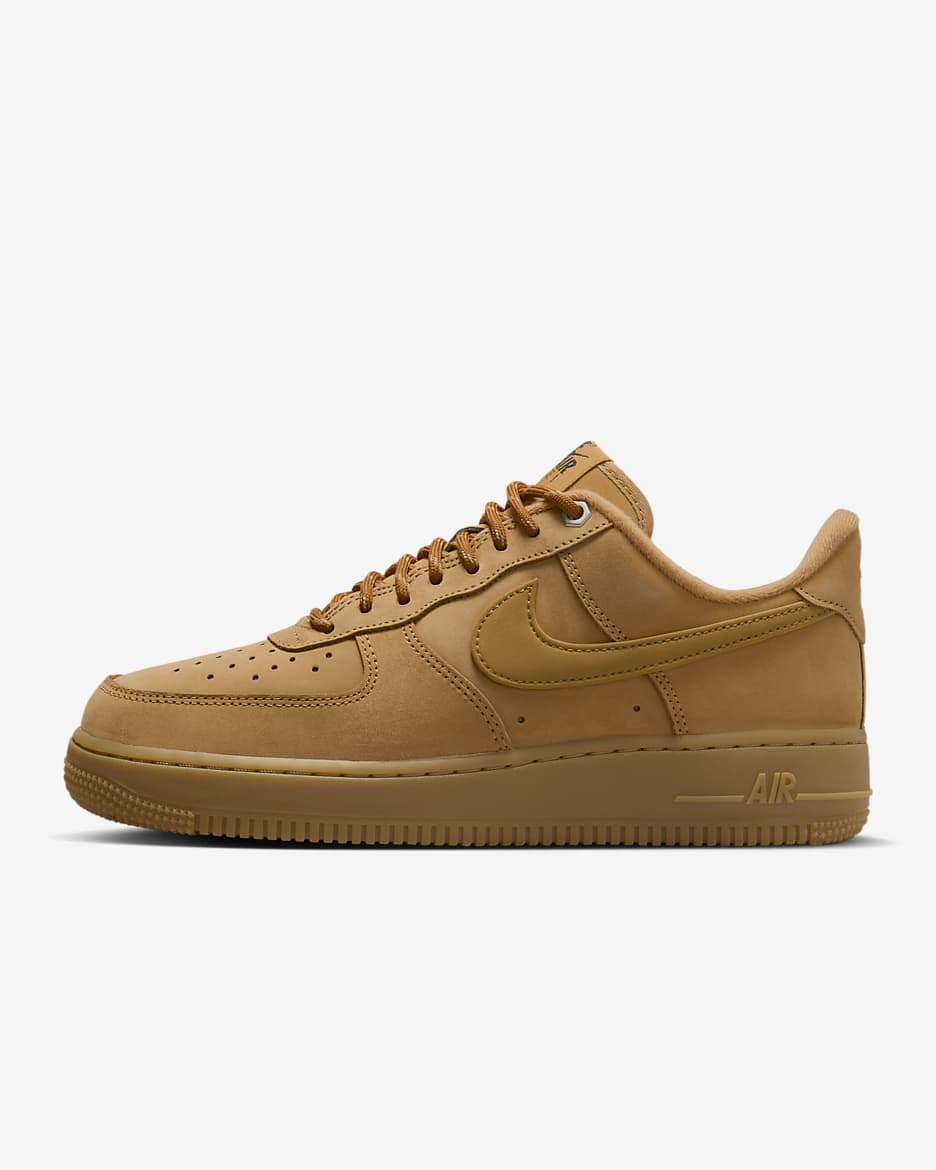 Nike Air Force 1 '07 WB 女子空军一号运动鞋板鞋 - 亚麻/橡皮浅褐/黑/麦黄