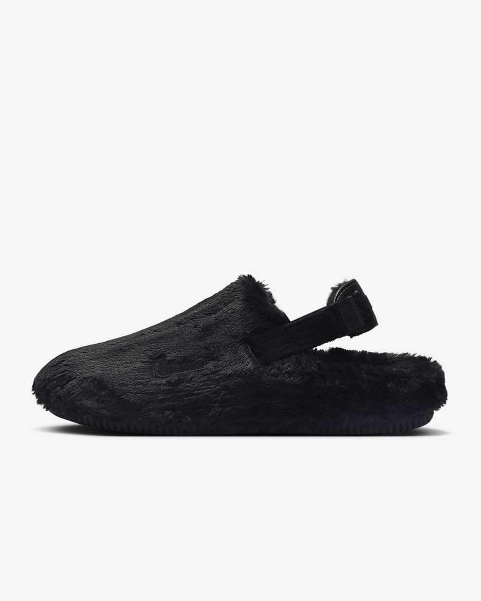 Nike Calm SE 女子凉鞋毛毛拖 - 黑/黑