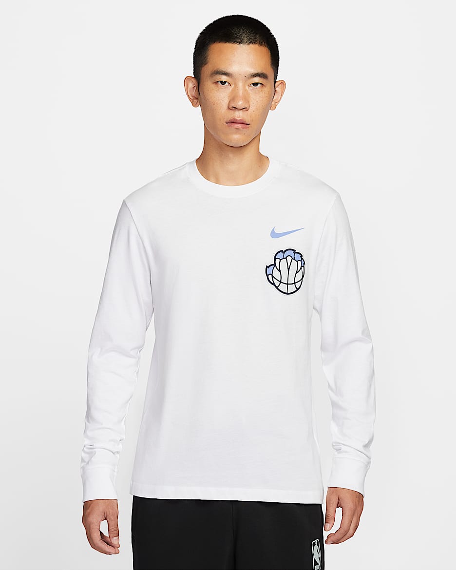 孟菲斯灰熊队 Essential City Edition Nike NBA 男子长袖T恤 - 白色
