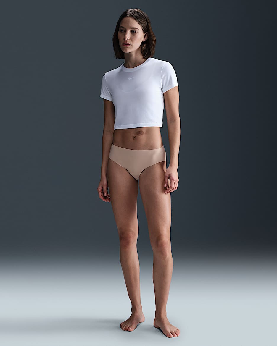 Nike Leak Protection: Period 女子速干三角内裤 - 微粒茶色/白色