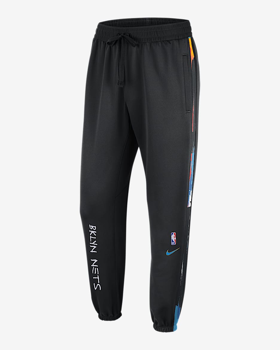 布鲁克林篮网队 Showtime City Edition Nike Therma Flex NBA 男子长裤 - 黑/黑/黑/飞翔蓝
