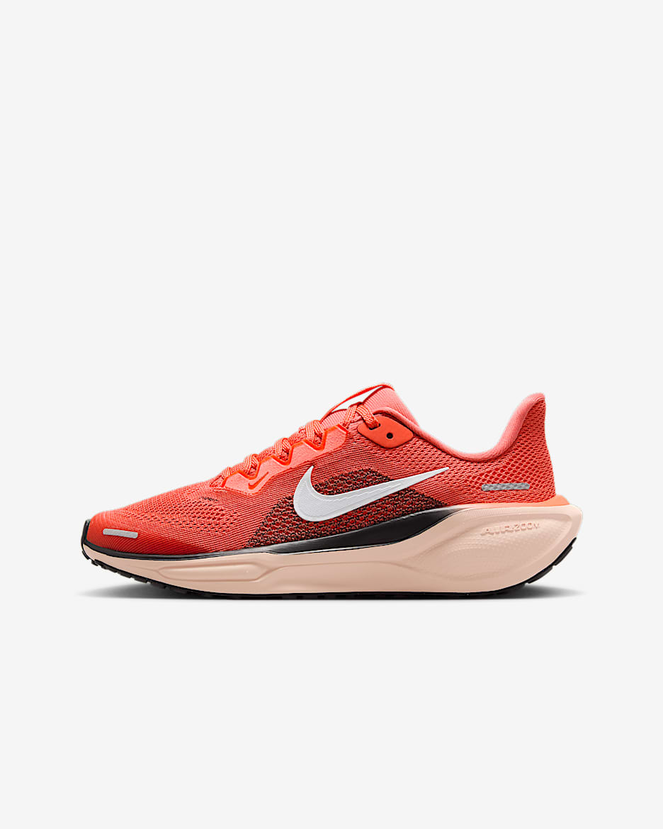 Nike Pegasus 41 耐克小飞马大童体考公路跑步鞋 - 神秘焰火色/黑/水洗珊瑚红/白色