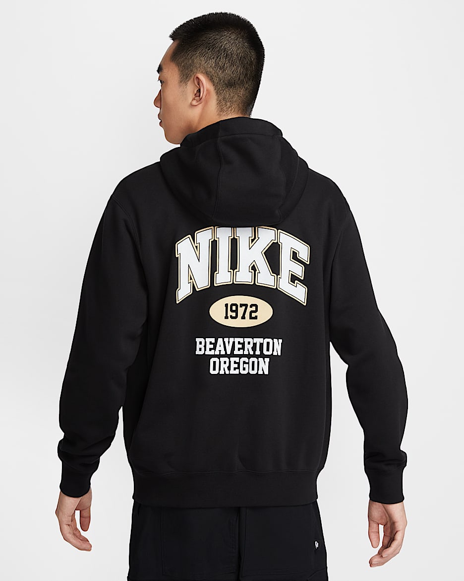 Nike Sportswear Club 男子全长拉链法式毛圈开襟连帽衫 - 黑