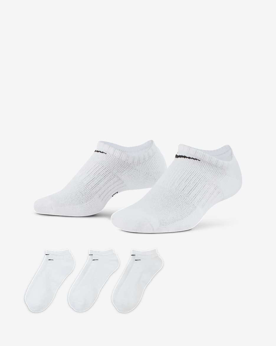 Nike Everyday Cushion No-Show 训练袜（3 双） - 白色/黑