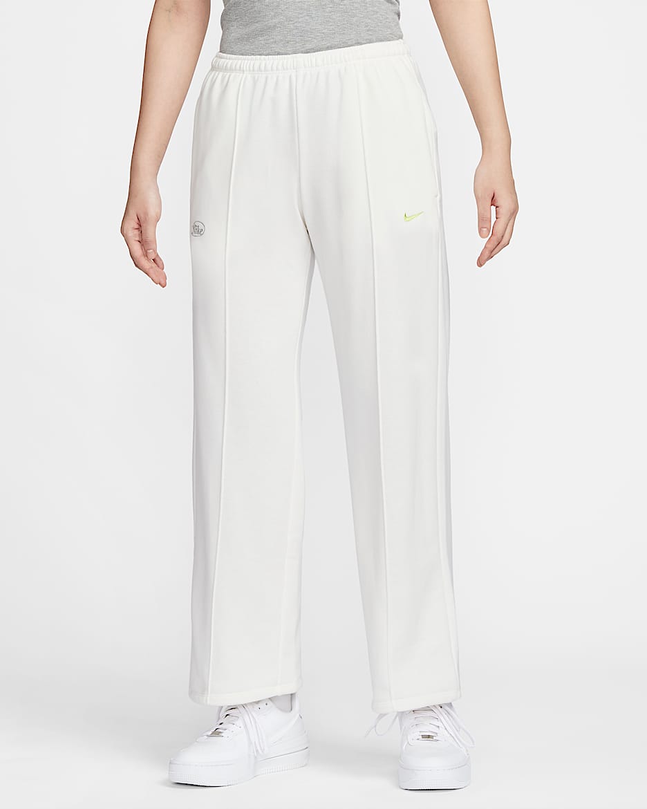 Nike Sportswear Chill Terry 女子中腰法式毛圈直筒运动裤 - 帆白