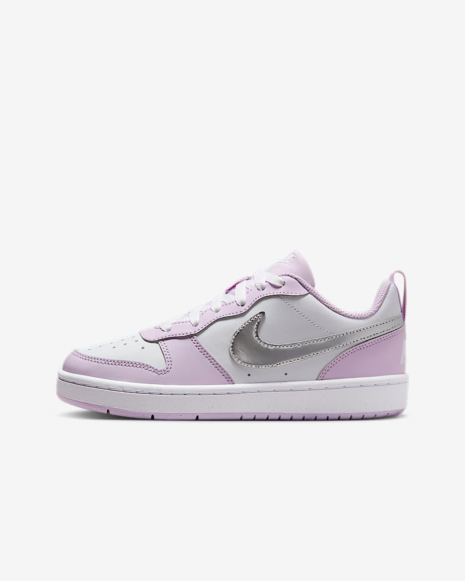Nike Court Borough Low Recraft SE 耐克酷菠萝大童运动鞋 - 粉紫/白色/金属银