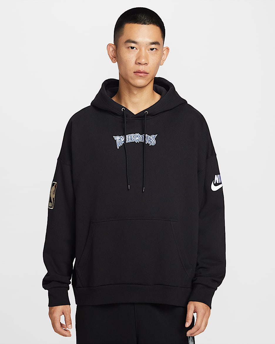 明尼苏达森林狼队 Nike 男子套头连帽衫 - 黑