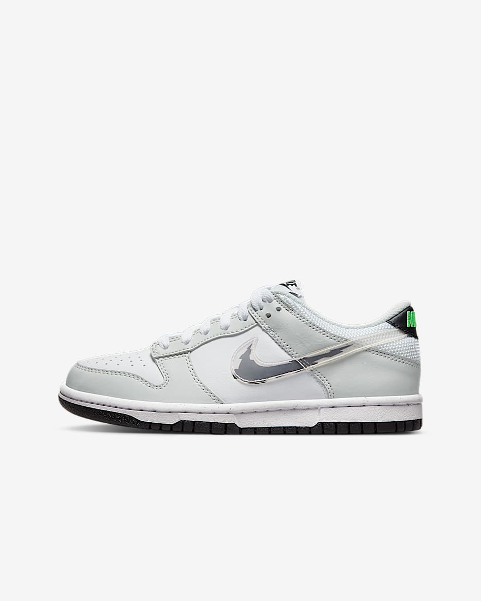 Nike Dunk Low 大童运动鞋 - 尘光子色/白色/冲击绿/黑