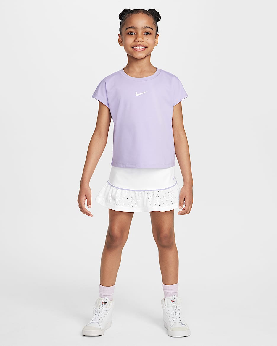Nike Swoosh Dri-FIT 幼童T恤和速干半身裙套装 - 白色