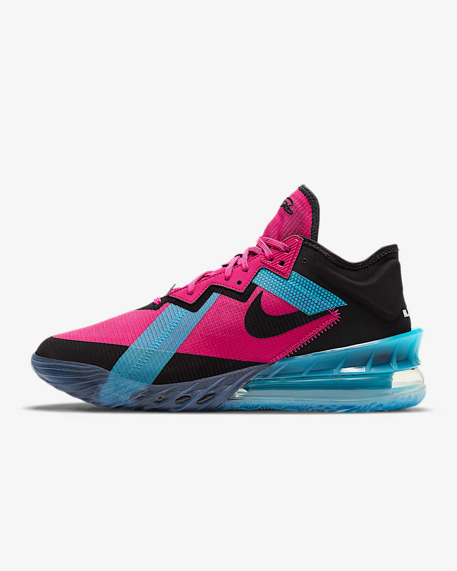 LeBron XVIII Low EP 男/女篮球鞋 - 树莓红/浅怒火蓝/白金色/黑