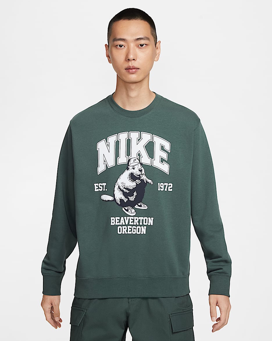 Nike Sportswear Club 男子法式毛圈圆领运动衫 - 绿古色