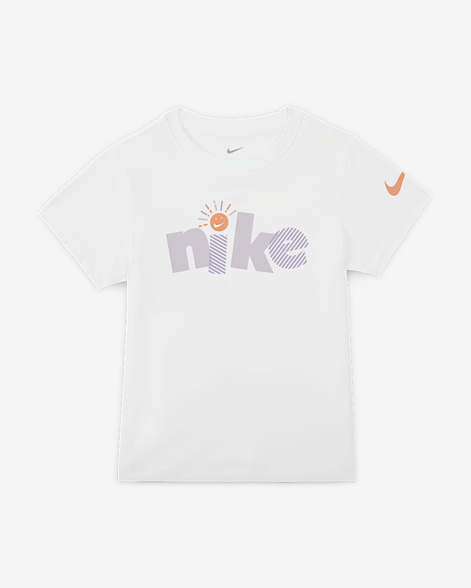 Nike Swoosh 幼童凉感防晒阳光印花T恤 - 白色