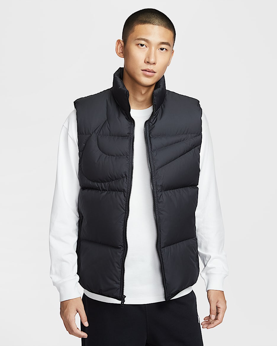 Nike Sportswear Club Therma-FIT 男子拒水宽松羽绒马甲 - 黑/黑