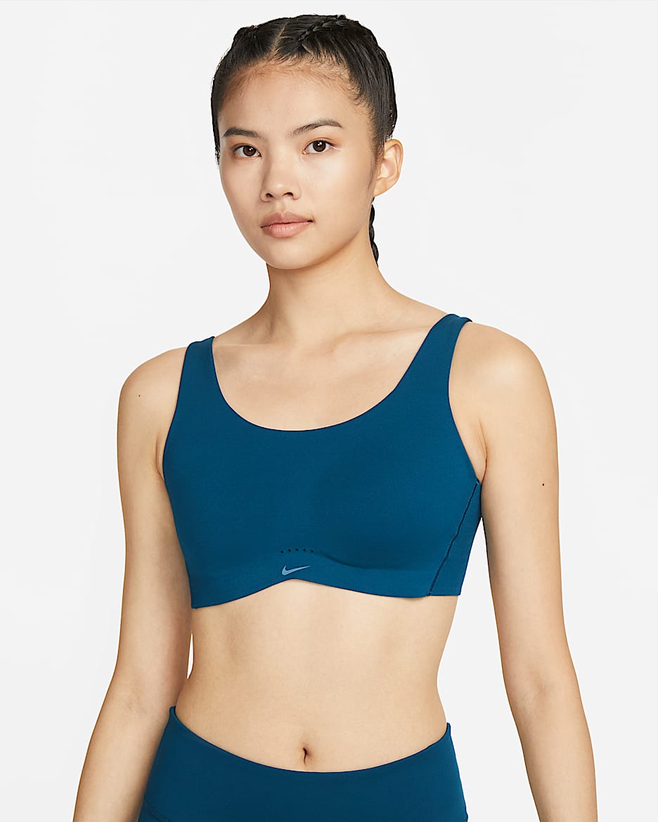 Nike Alate Coverage 女子粗肩带款低强度支撑速干衬垫内衣 - 缬草蓝/缬草蓝/黑蓝