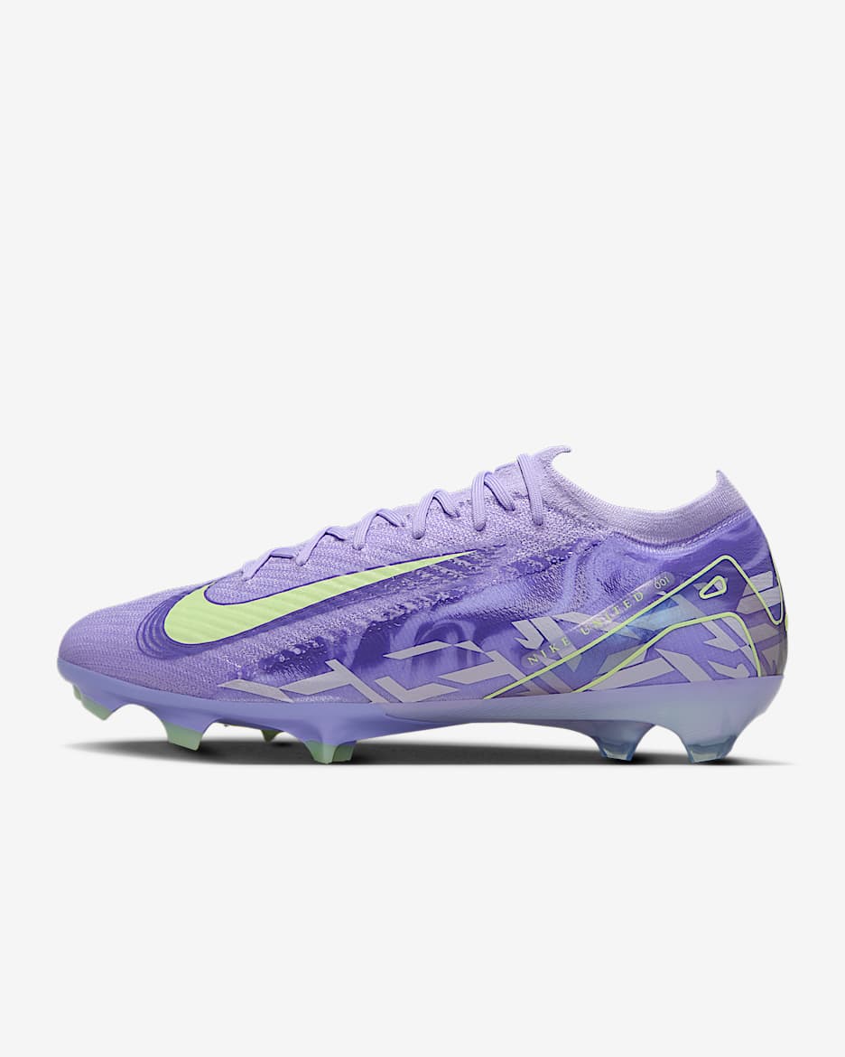 Nike United Mercurial Vapor 16 Elite 耐克刺客系列男/女天然硬质草地低帮足球鞋 - 玛瑙紫/微黄绿