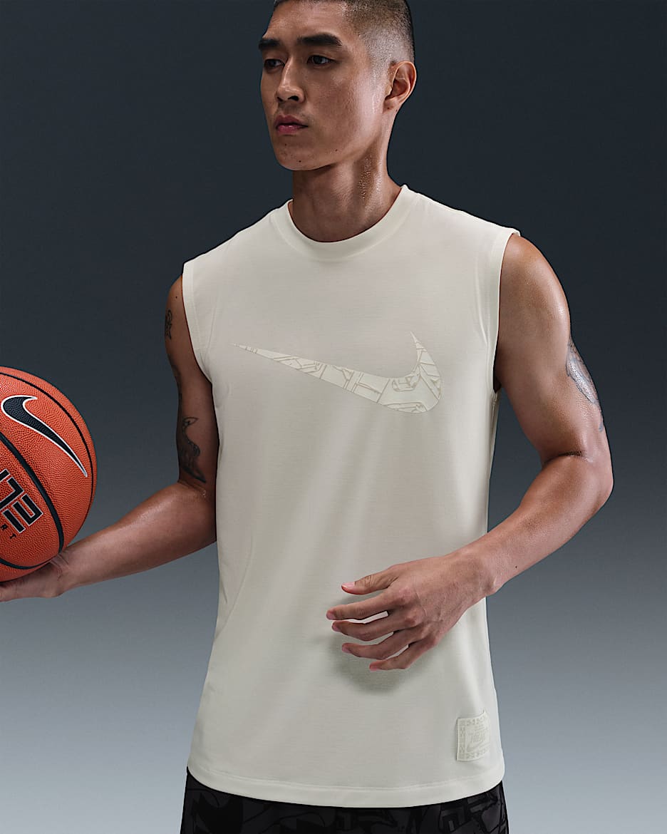 Giannis Dri-FIT 耐克字母哥男子速干篮球上衣 - 帆白/浅土褐