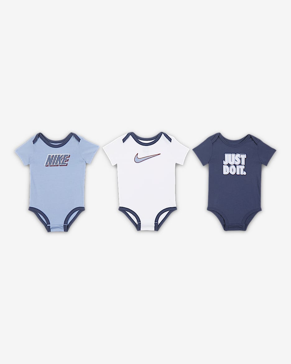 Nike 婴童棒球风连体衣（3 件） - 狂喜钴蓝