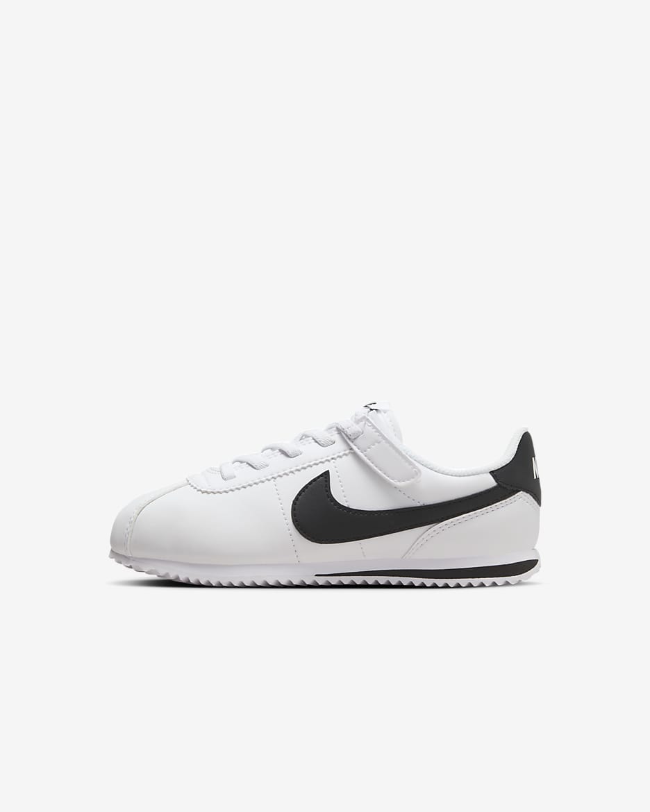 Nike Cortez EasyOn 幼童魔术贴易穿脱复古运动鞋（亲子款） - 白色/黑