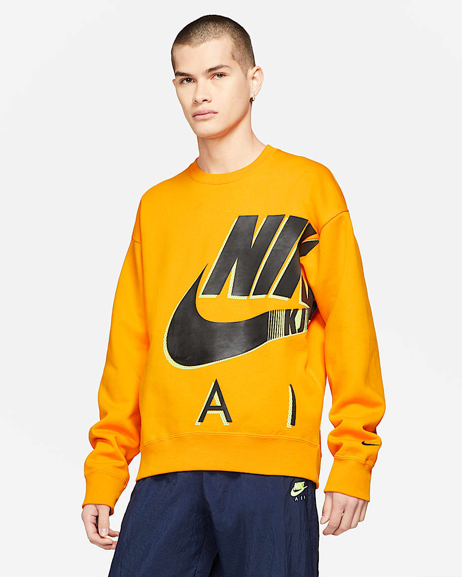 Nike x Kim Jones 男/女起绒圆领上衣 - 电子橙