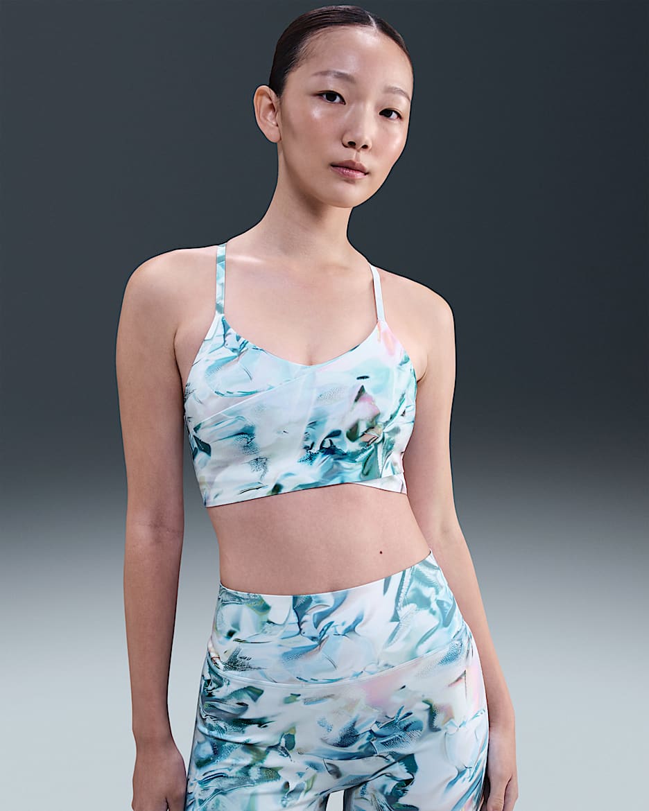 Nike Indy Women's Artist Collection 耐克女性艺术家系列李宛妲Vanda同款女子速干低强度支撑衬垫交叠式运动内衣 - 紫蓝