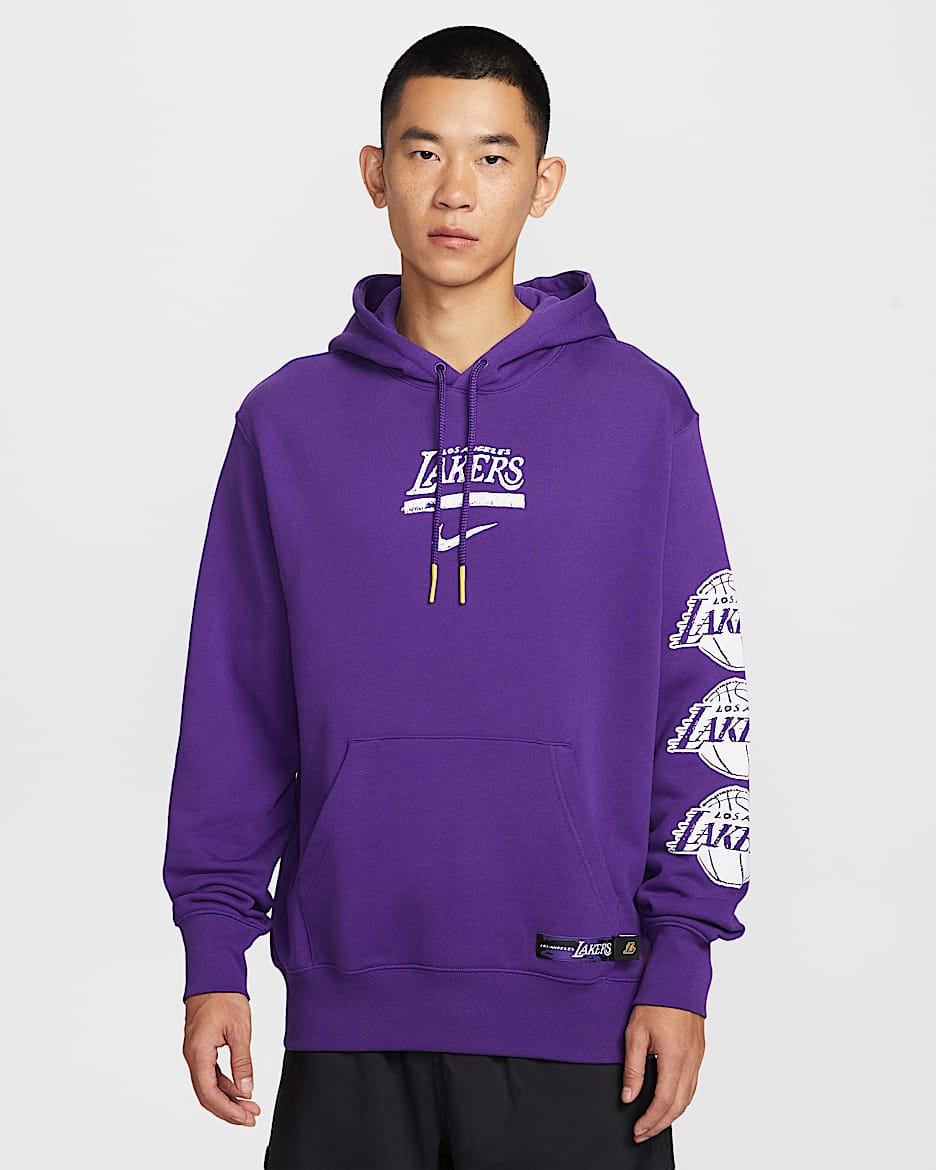洛杉矶湖人队 Courtside Nike NBA Club Premium 男子套头连帽衫 - 全域紫/阿马里洛黄